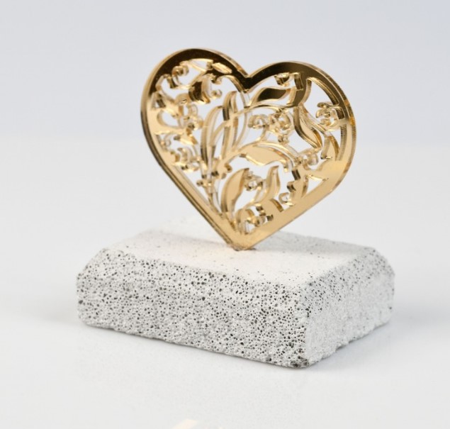 Plexiglass Καρδιά Χρυσή Σε Μάρμαρο 7X8CM Μπομπονιέρα Βάπτισης-Γάμου Νεο Σχέδιο 2023