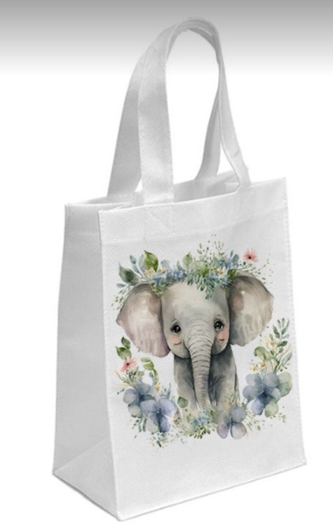 τσάντα υφασμάτινη τυπωμένη με ελεφαντάκι μπομπονιέρα-πάρτυ 18χ13χ5
