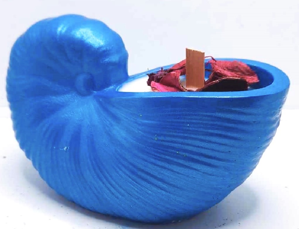 Κοχύλι Κασπώ Με Κερί Μπομπονιέρα Θάλασσα-Καλοκαίρι Δεμενη Έτοιμη Με 5 Κλασσικά Κουφέτα