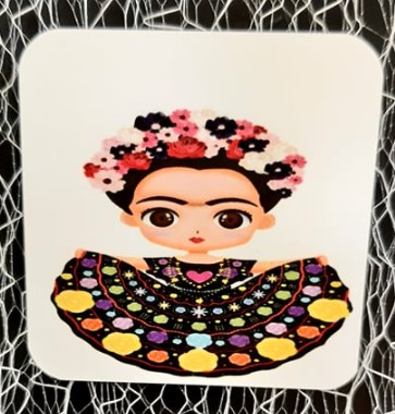 ΜΕΤΑΛΛΙΚΟ ΜΑΓΝΗΤΑΚΙ ΤΥΠΩΜΕΝΟ ΜΠΟΜΠΟΝΙΕΡΑ ΒΑΠΤΙΣΗΣ 5Χ5 ΜΕ ΘΕΜΑ Frida Kahlo-Φρίντα Κάλο