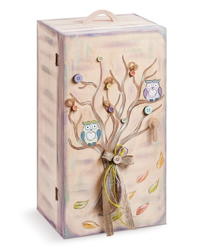 Κουτί Βαπτιστικών δέντρο της σοφίας με πολύχρωμες κουκουβάγιες ΠΑΚΕΤΟ ΒΑΠΤΙΣΗΣ-ΒΑΠΤΙΣΤΙΚΩΝ ΟΙΚΟΝΟΜΙΚΕΣ ΤΙΜΕΣ