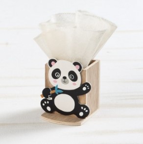 Mπομπονιερα βαπτισης αρκουδακι Παντα Panda ξυλινη μολυβοθηκη