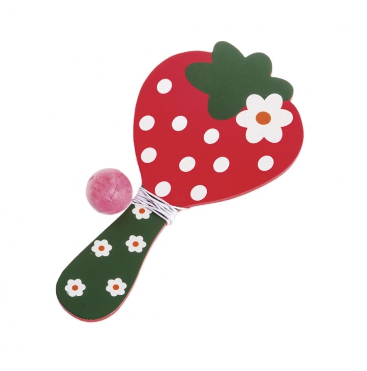 Φράουλα ρακέτα με μπαλάκι Μπομπονιερα Ξυλινη Κοριτσι Οικονομικη Τιμη