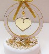 Μπομπονιέρα Βαπτισης-Γάμου Βότσαλο Κύκλος Με καρδιά πλέξι Ετοιμο Με 5 Κλασσικά Κουφέτα