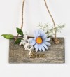 Κρεμαστό Ξύλινο καδράκι με λουλούδια 15Χ20CM Μπομπονιέρα Βάπτισης-Γάμου Τιμή 