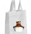 τσάντα υφασμάτινη τυπωμένη με αρκουδάκι μπομπονιέρα-πάρτυ 18χ13χ5